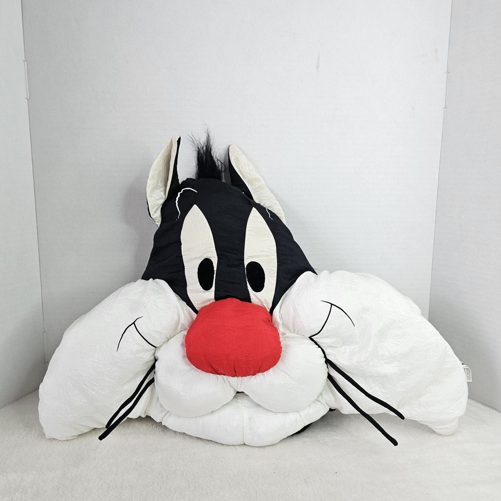 Vintage 1994 Play By Play Looney Tunes Sylvester the Cat Flat Plush Pillow 20"